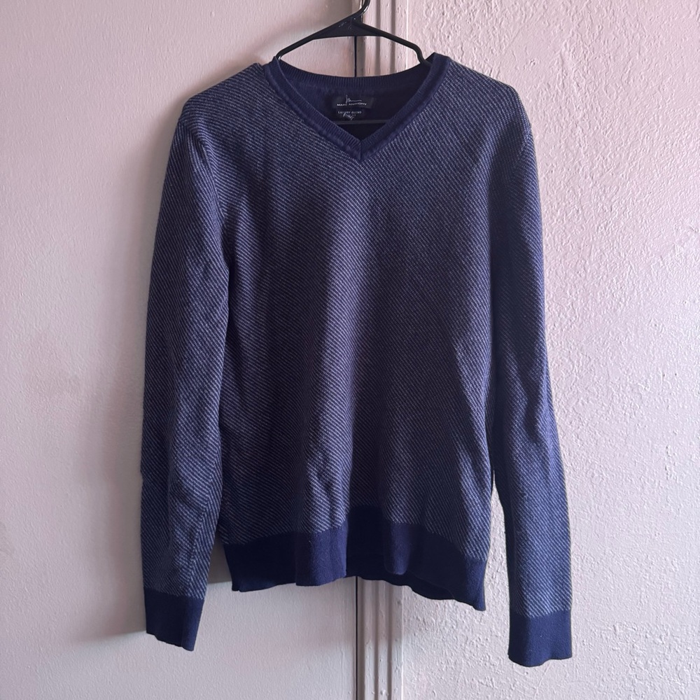 Marc Anthony Blue V-Neck Sweater Classic Knit Slim Fit Mens XL